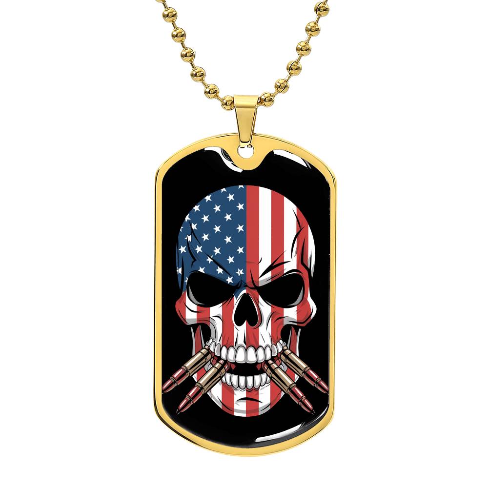 American Grit Skull Military Dog Tag