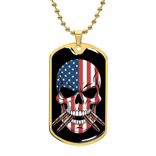 American Grit Skull Military Dog Tag