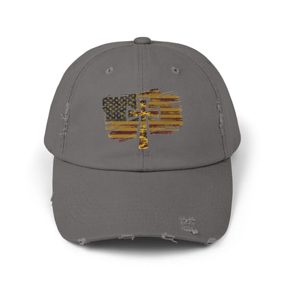 Camo Cross Unisex Distressed Cap