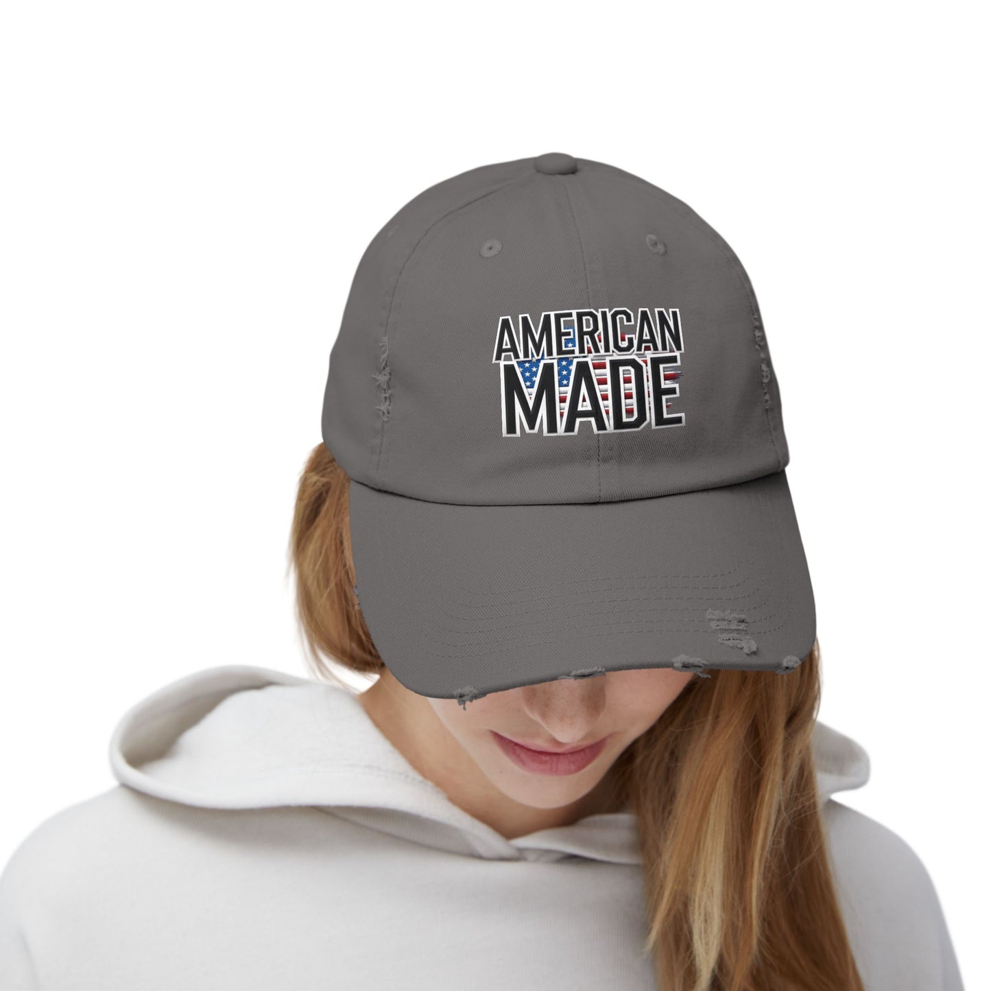 American Made Unisex Distressed Cap