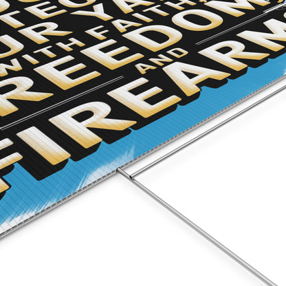 Faith Freedom and Firearms Plastic Yard Sign