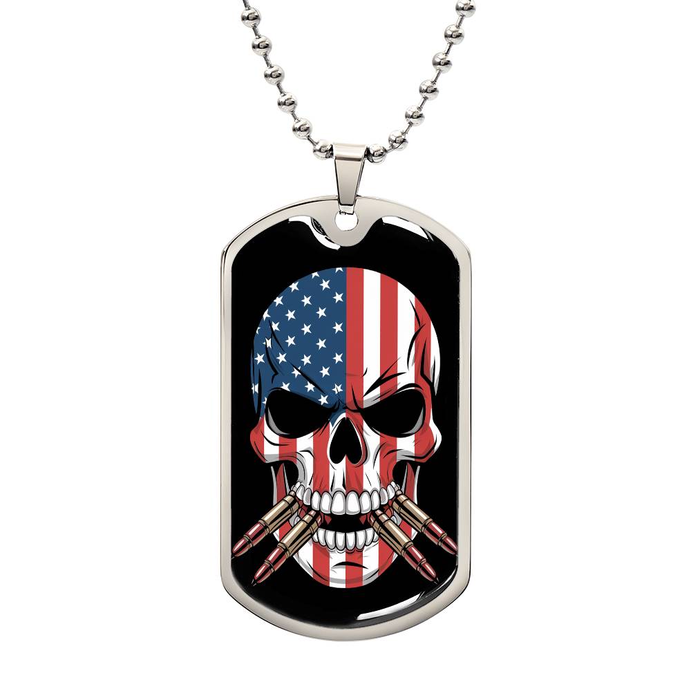 American Grit Skull Military Dog Tag